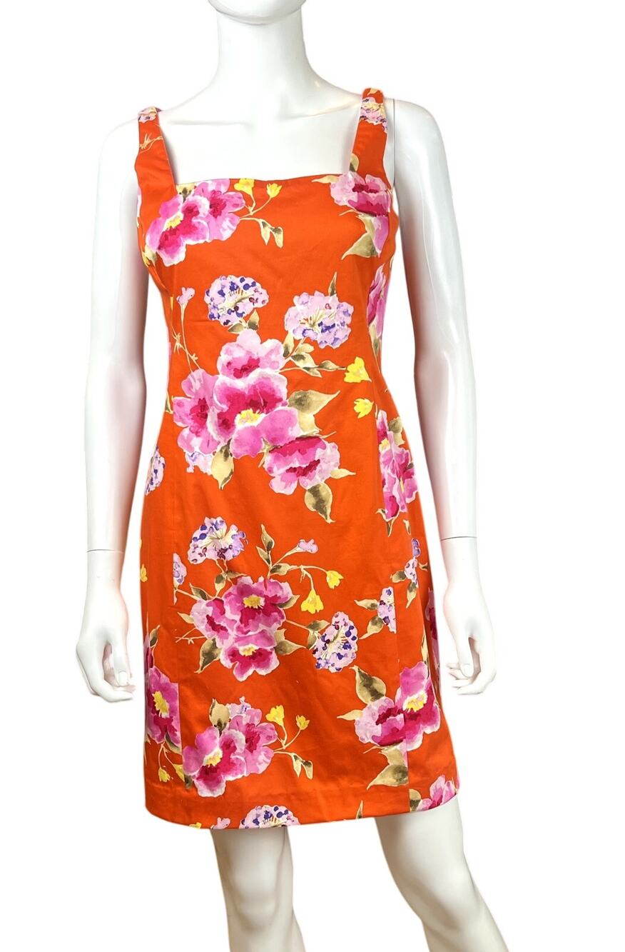 Lauren Ralph Lauren Orange Floral Cotton Dress – Size 2